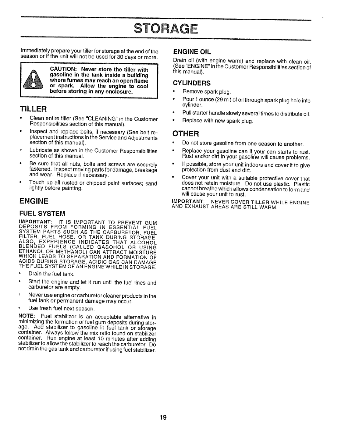 Craftsman 917.295651 manual Tiller, Other, Fuel System, Engine OIL, Cylinders 