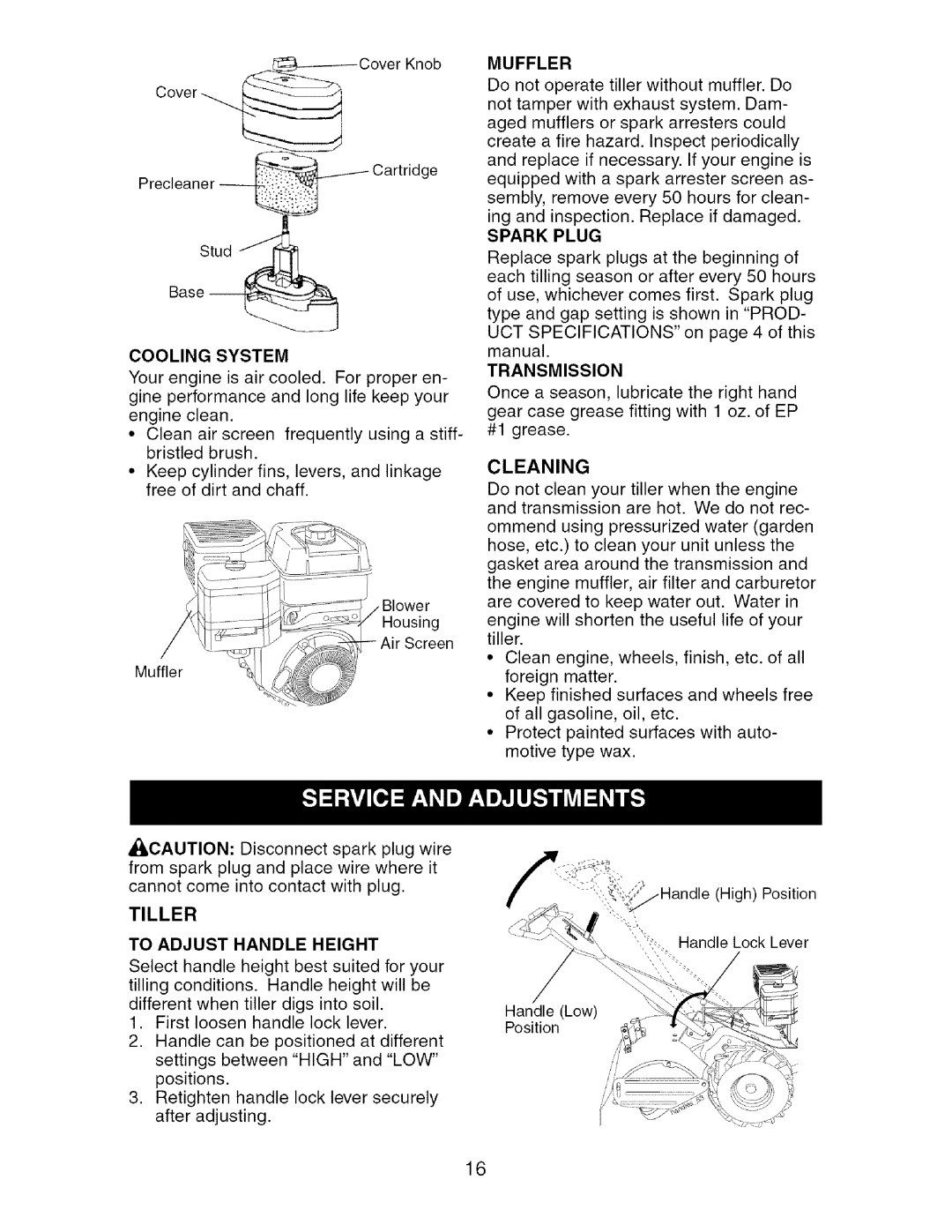 Craftsman 917.29604 owner manual Cleaning 