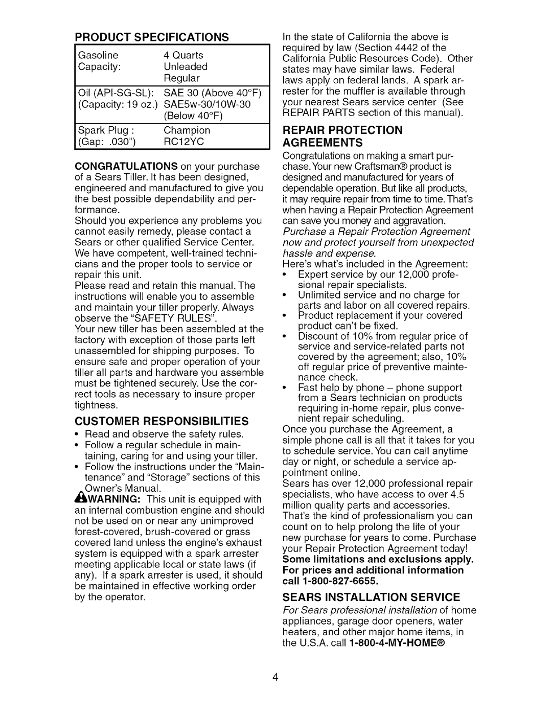 Craftsman 917.29604 owner manual Product, Agreements 