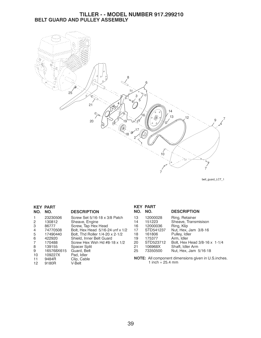 Craftsman 917.29921 owner manual Belt Guard and Pulley Assembly 