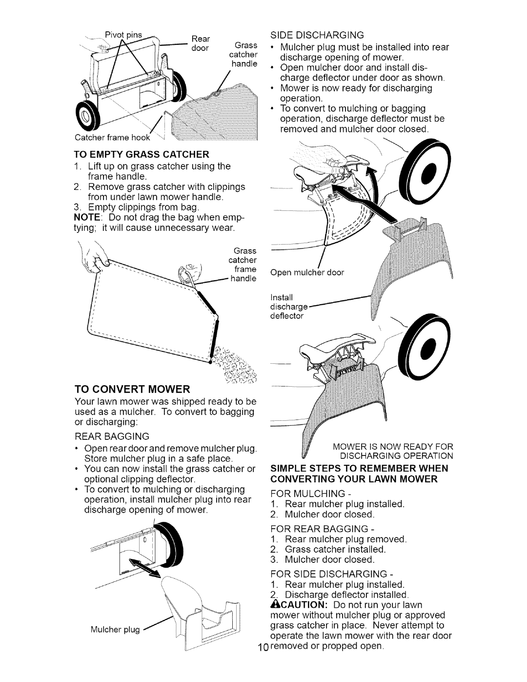 Craftsman 917.37074 manual Simple Steps to Remember When Converting Your Lawn Mower 