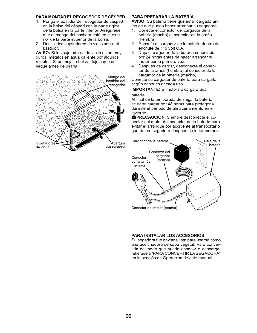 Craftsman 917.37074 manual PARA MONTAR EL RECOGEDOR DE ClaSPED 