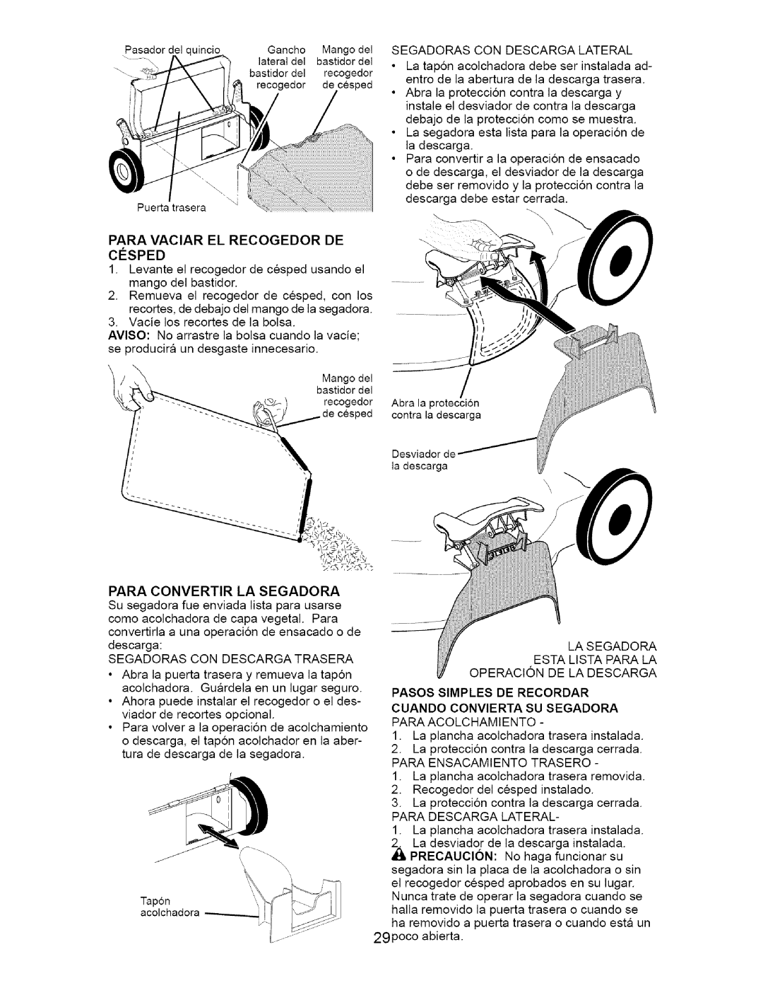 Craftsman 917.370741 Segadoras CON Descarga Lateral, Para Convertir LA Segadora, Segadoras CON Descarga Trasera 