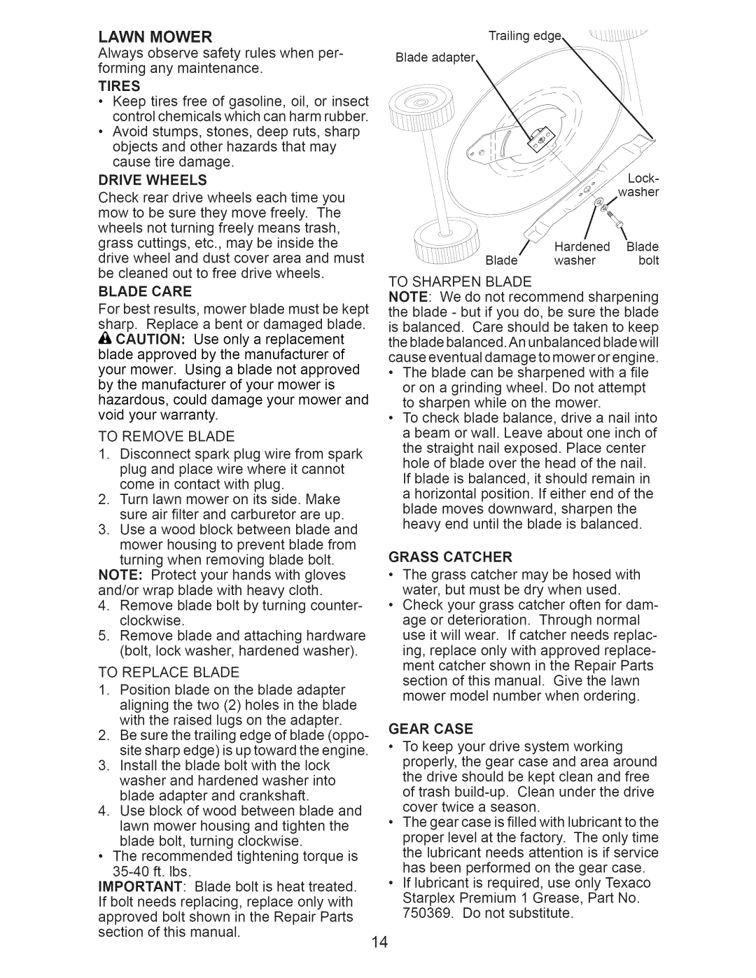 Craftsman 917.371030 owner manual Lawn Mower, Drive Wheels 