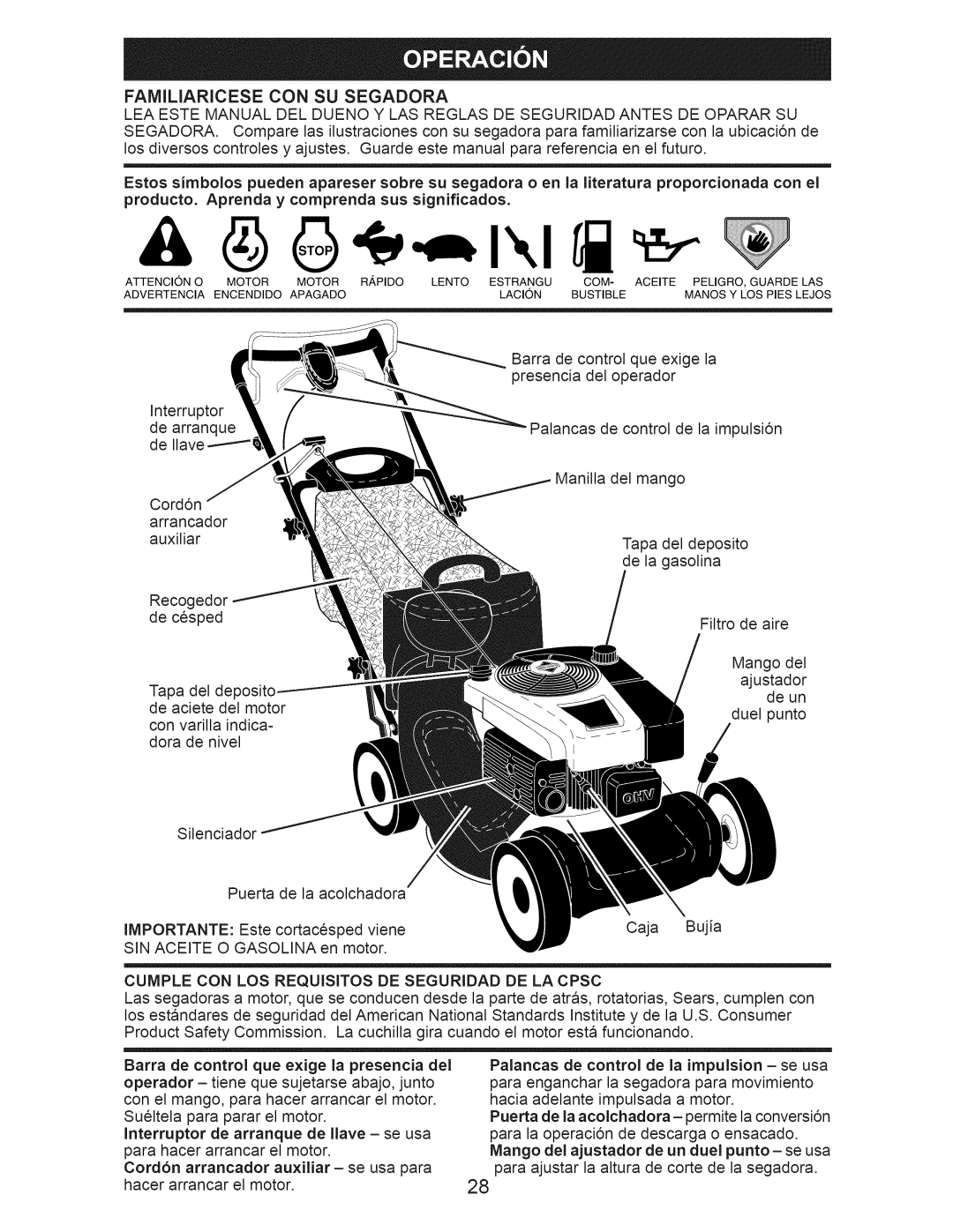 Craftsman 917.371030 Producto. Aprenda y comprenda sus significados, Cumple CON LOS Requisitos DE Seguridad DE LA Cpsc 