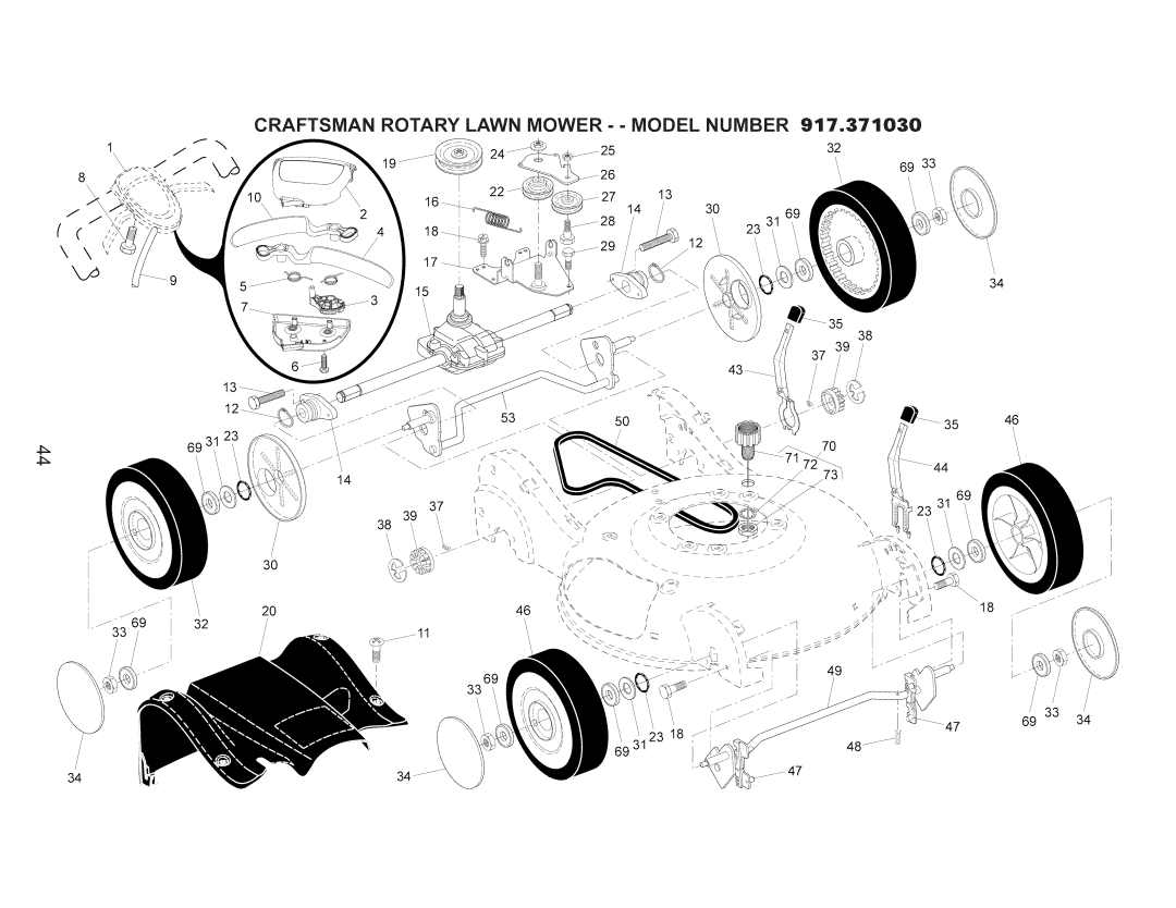 Craftsman 917.371030 owner manual Craftsman Rotary Lawn Mower - Model Number 