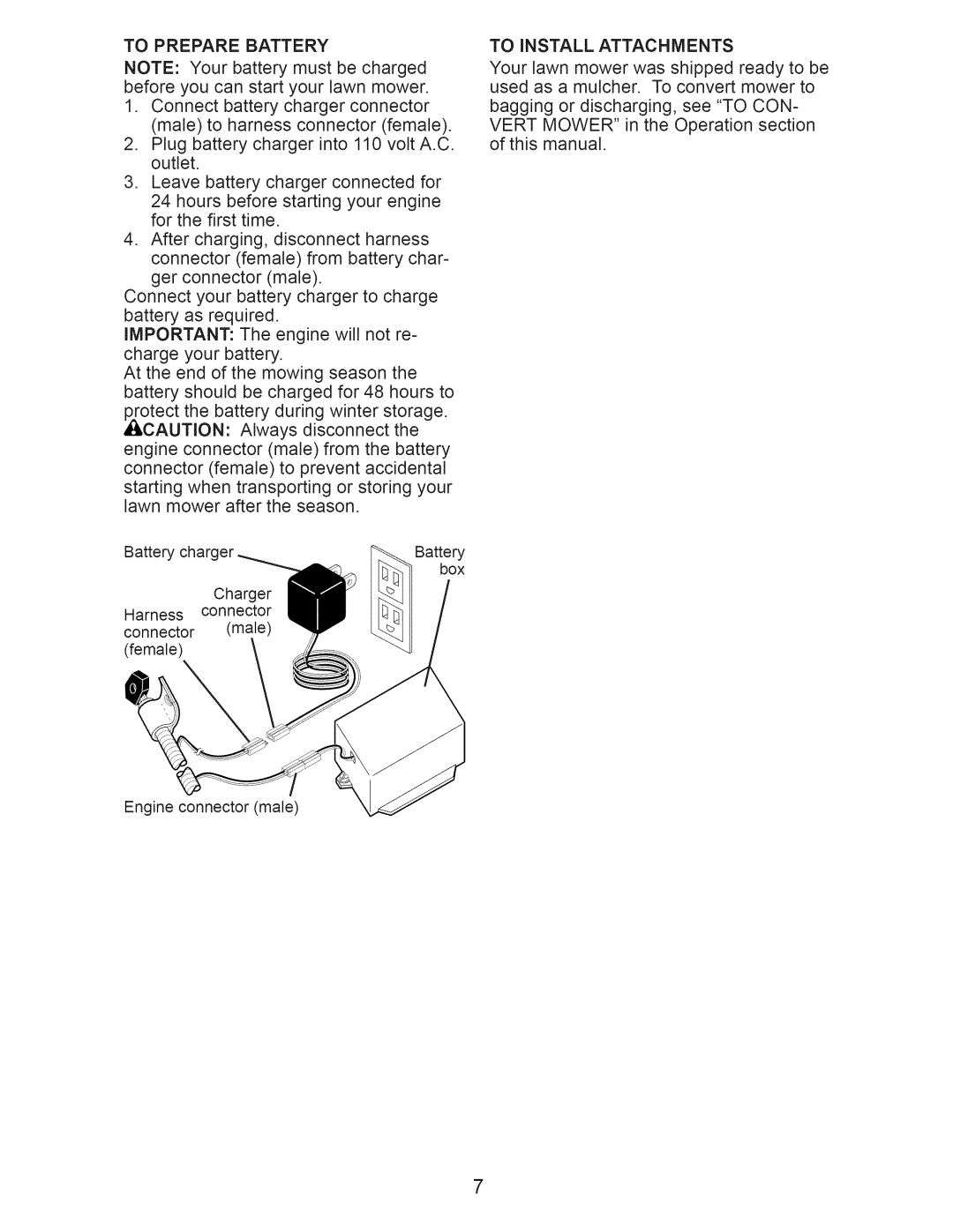 Craftsman 917.371030 owner manual To Prepare Battery, To Install Attachments 