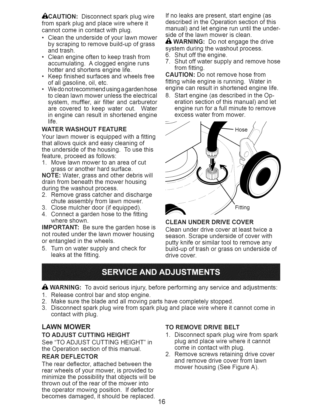 Craftsman 917.371032 Water Washout Feature, Clean Under Drive Cover, Lawn Mower To Adjust Cutting Height, Rear Deflector 