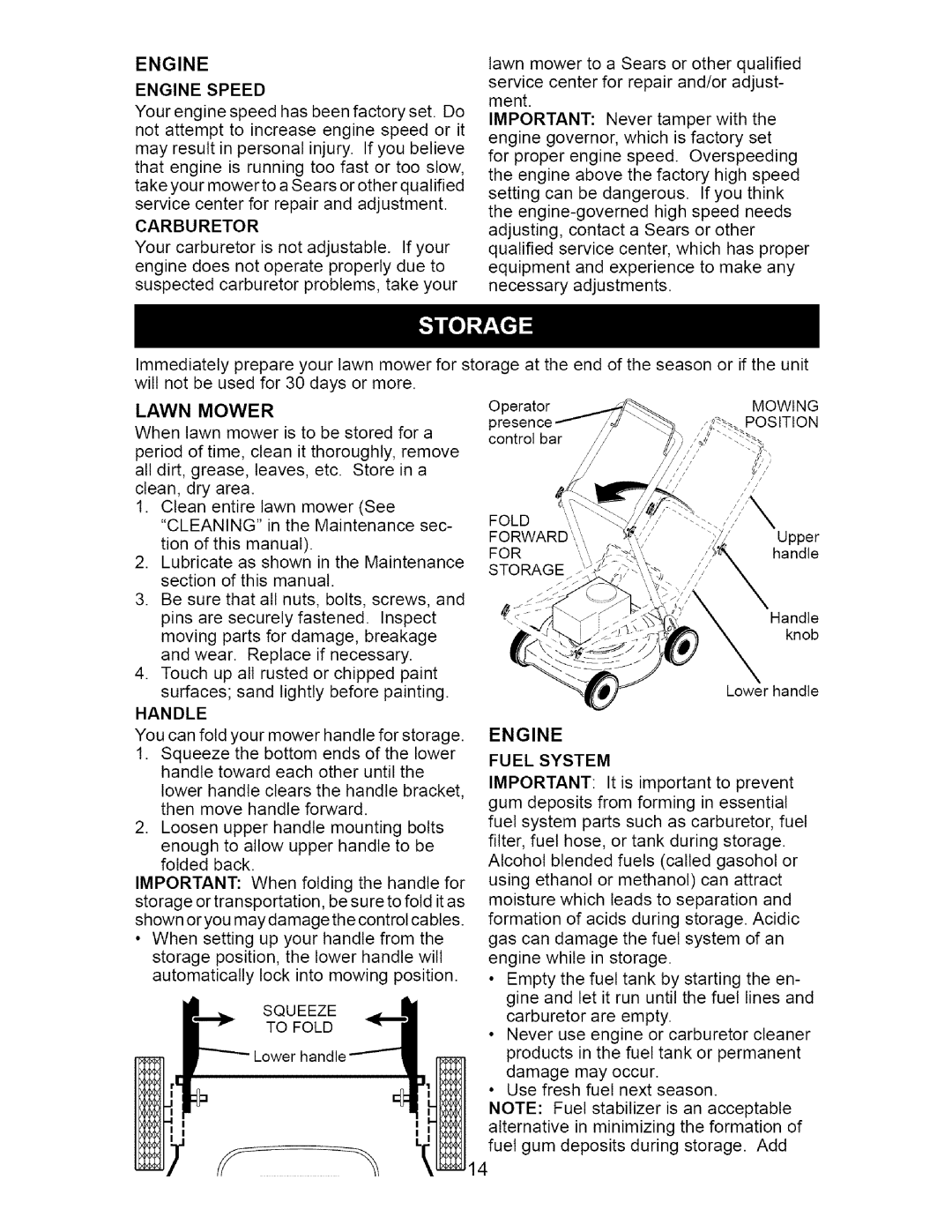 Craftsman 917.37134 owner manual Lawn Mower, Engine Fuel System 