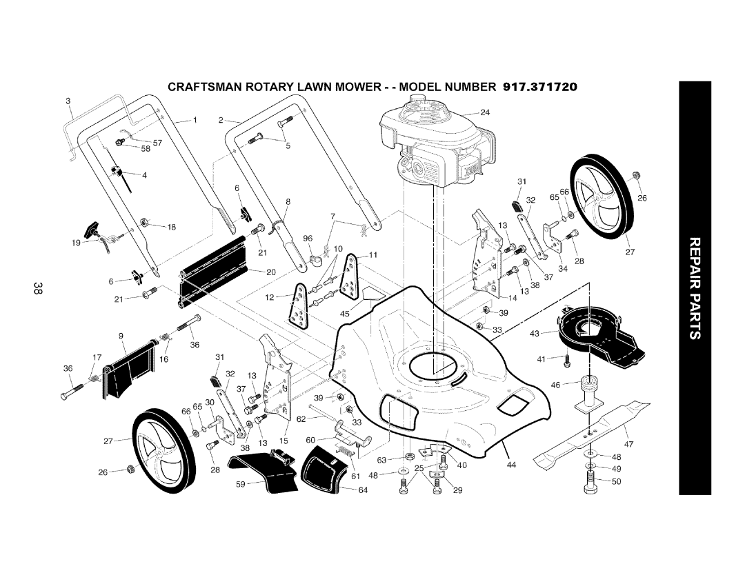 Craftsman 917.37172 owner manual Craftsman Rotary Lawn MOWER- Model Number 