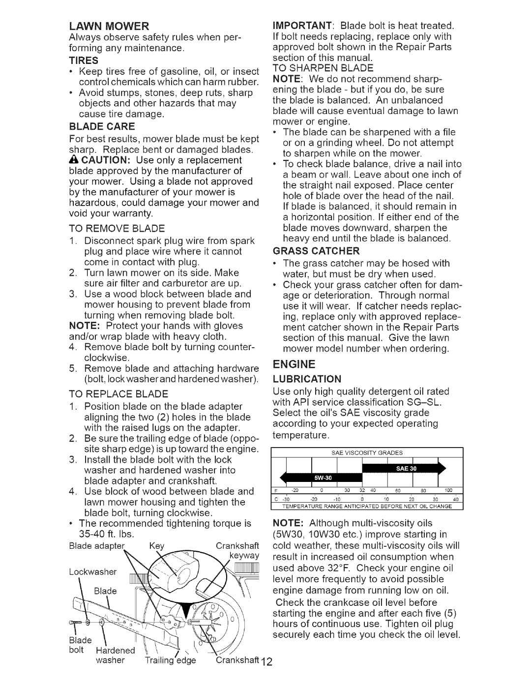 Craftsman 917.37177 manual Engine, Lawn Mower 