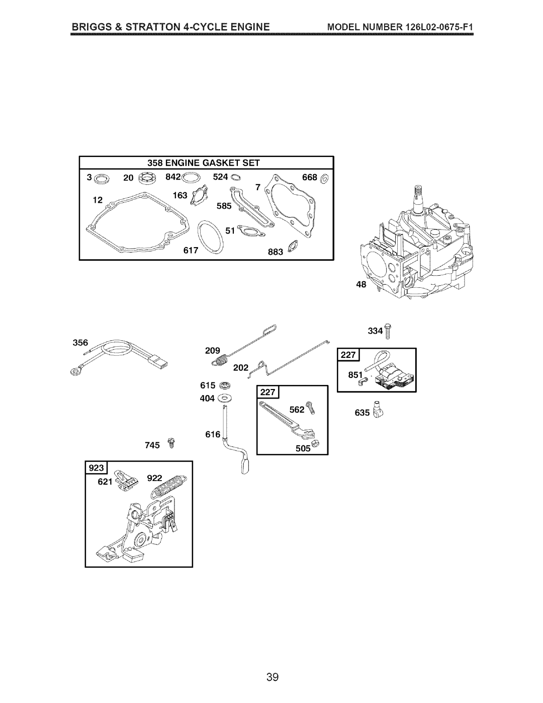 Craftsman 917.37177 manual 209, Engine Gasket SET 