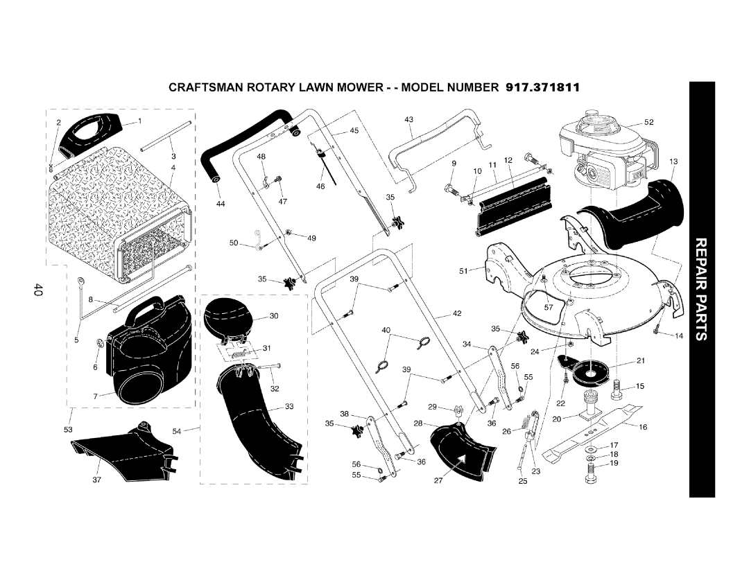 Craftsman 917.371811 manual Craftsman Rotary Lawn MOWER- Model Number 