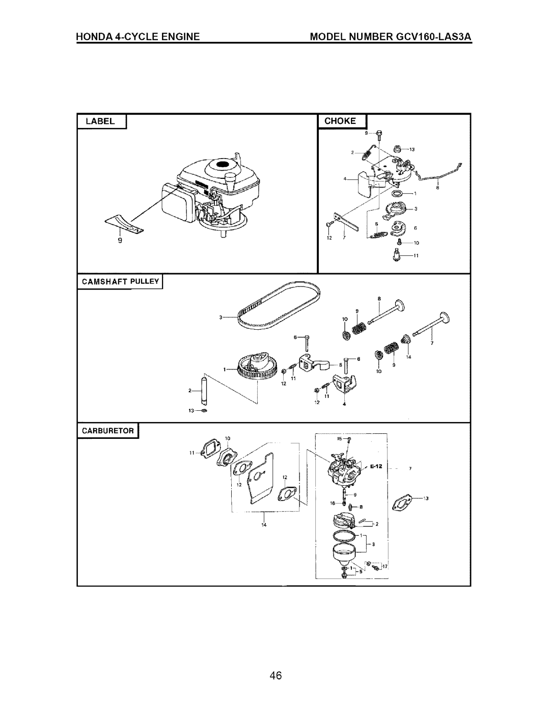 Craftsman 917.371811 manual Honda 4-CYCLE Engine Model Number GCV160-LAS3A 