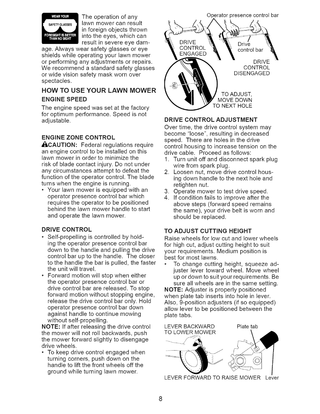 Craftsman 917.37192 manual HOW to USE Your Lawn Mower 