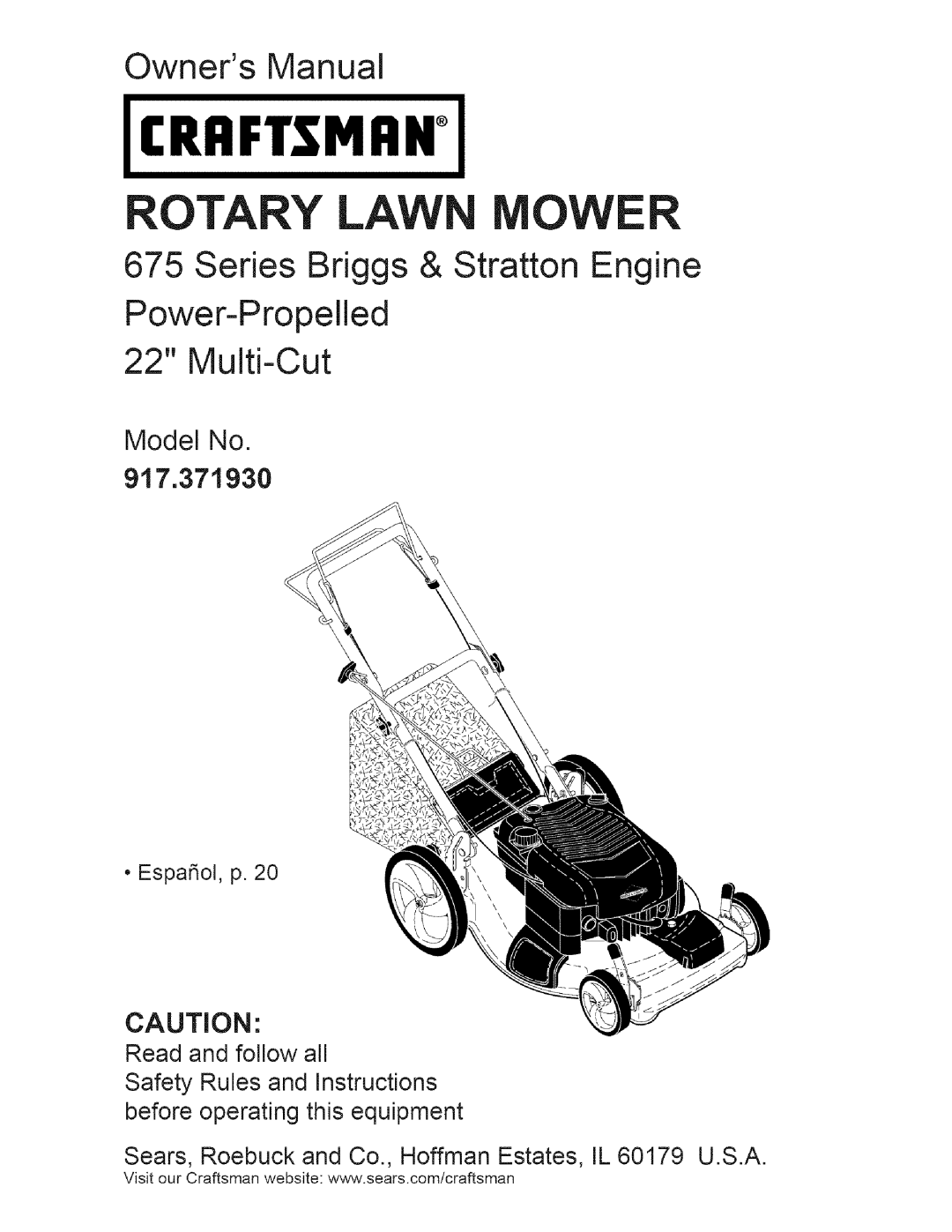 Craftsman 917.37193 owner manual Craftsman 