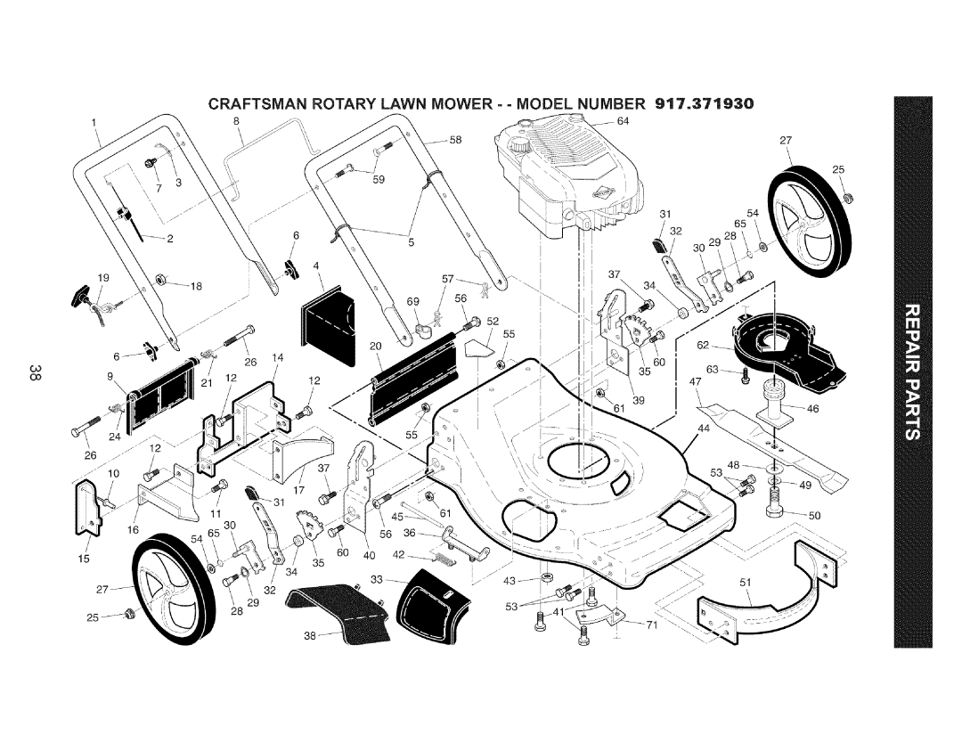 Craftsman 917.37193 owner manual Craftsman Rotary Lawn Mower - - Model Number, i 