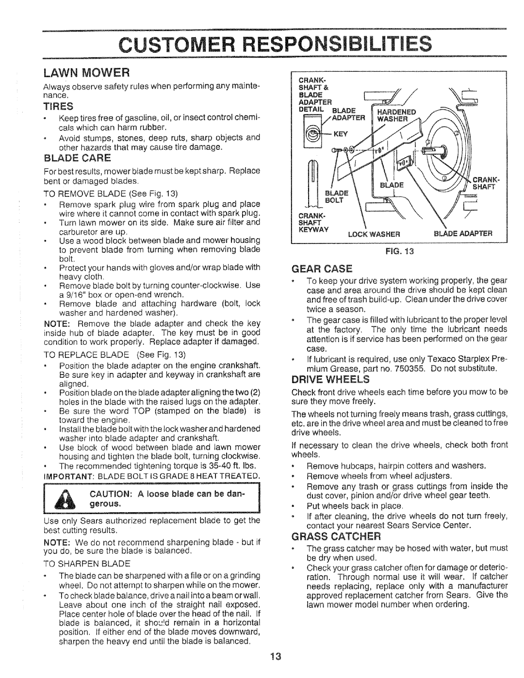 Craftsman 917.37248 owner manual Lawn Mower 