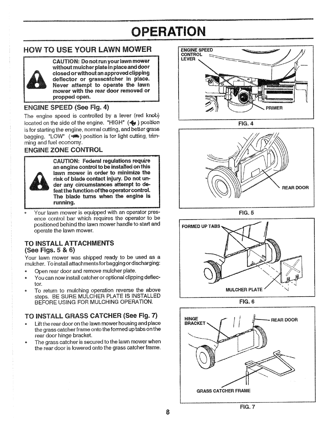 Craftsman 917.37248 owner manual HOW to USE Your Lawn Mower, Engine Speed See Fig, Engine Zone Control, See Figs 