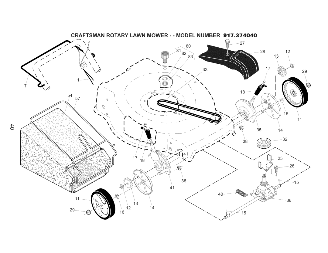 Craftsman 917.374040 owner manual Craftsman Rotary Lawn Mower - Model Number 