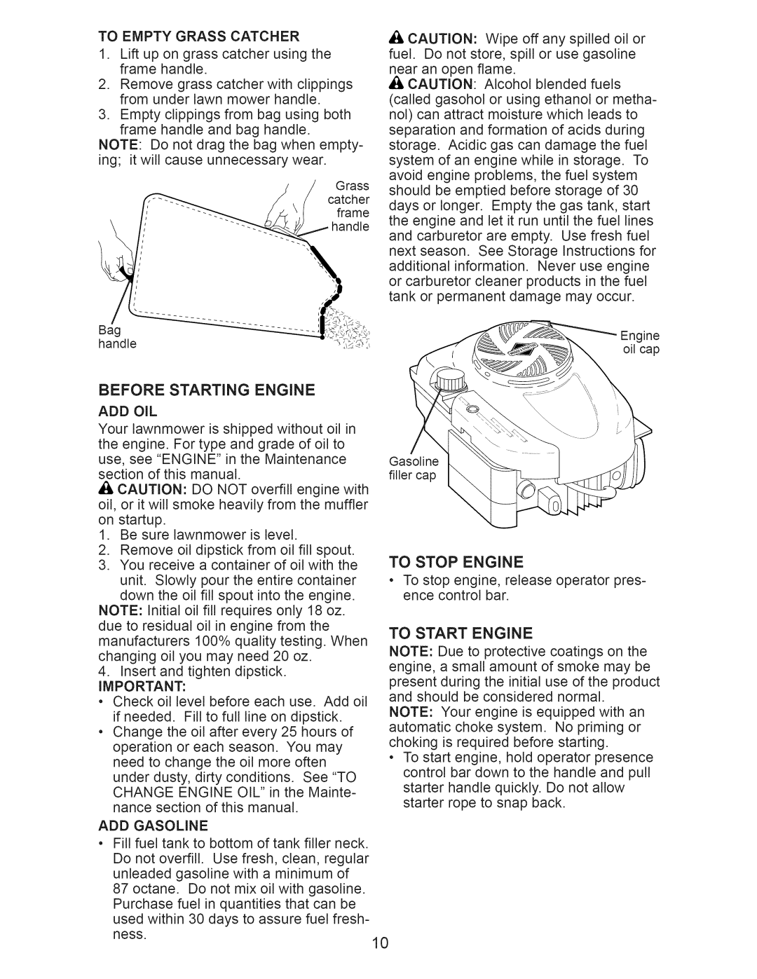 Craftsman 917.374041 owner manual Before Starting Engine 