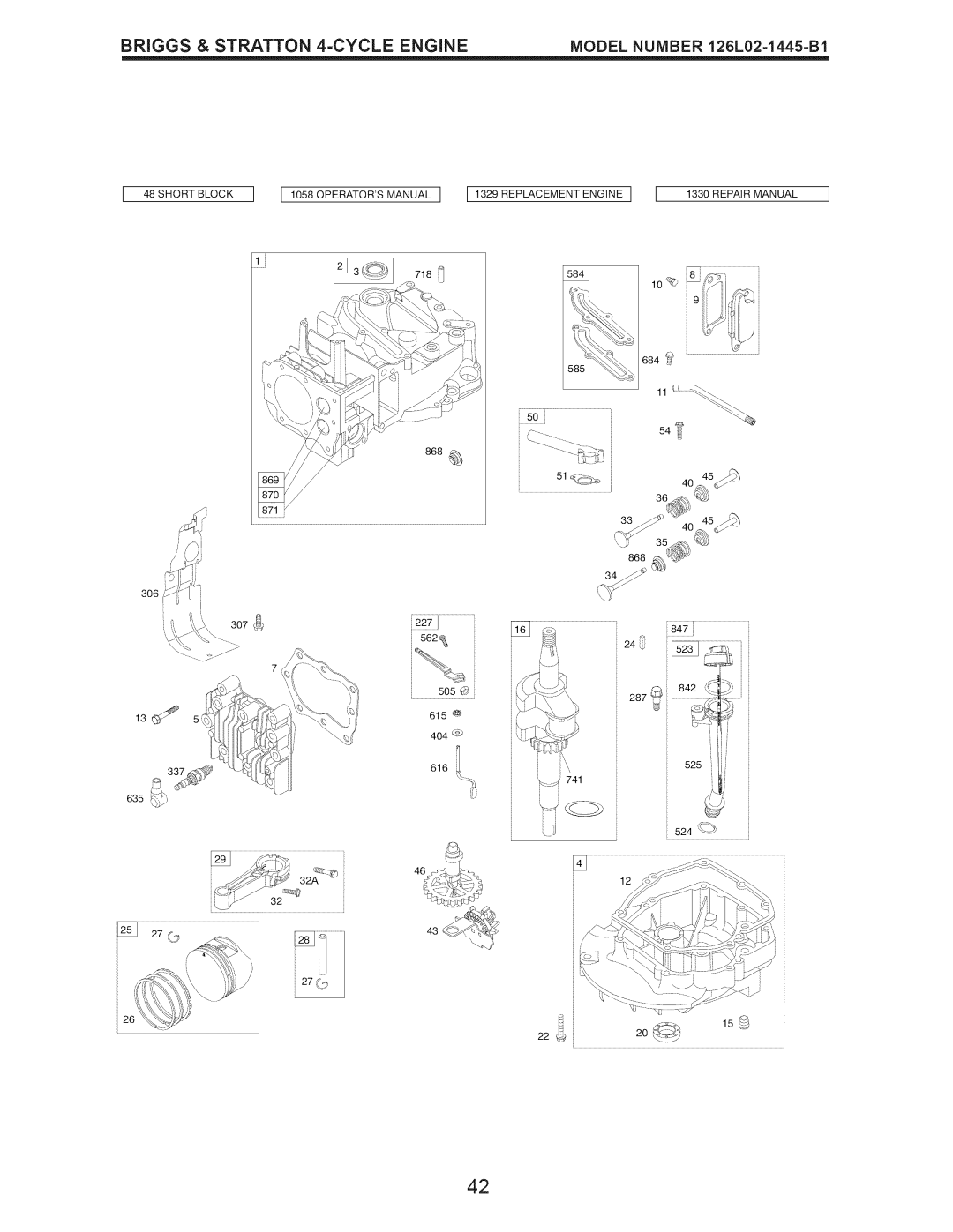 Craftsman 917.374043 owner manual BRIGGS & STRATTON 4-CYCLEENGINE, MODEL NUMBER 126L02-1445-B1 