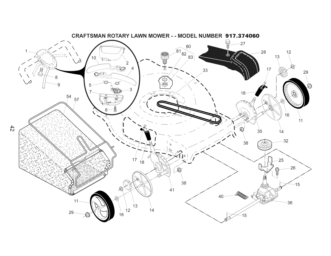 Craftsman 917.374060 owner manual Craftsman Rotary Lawn Mower - Model Number 