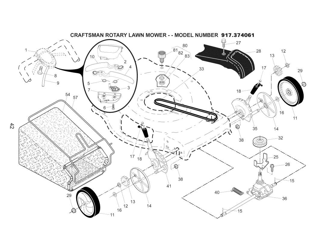 Craftsman 917.374061 owner manual Craftsman Rotary Lawn Mower - Model Number 917.37406t 