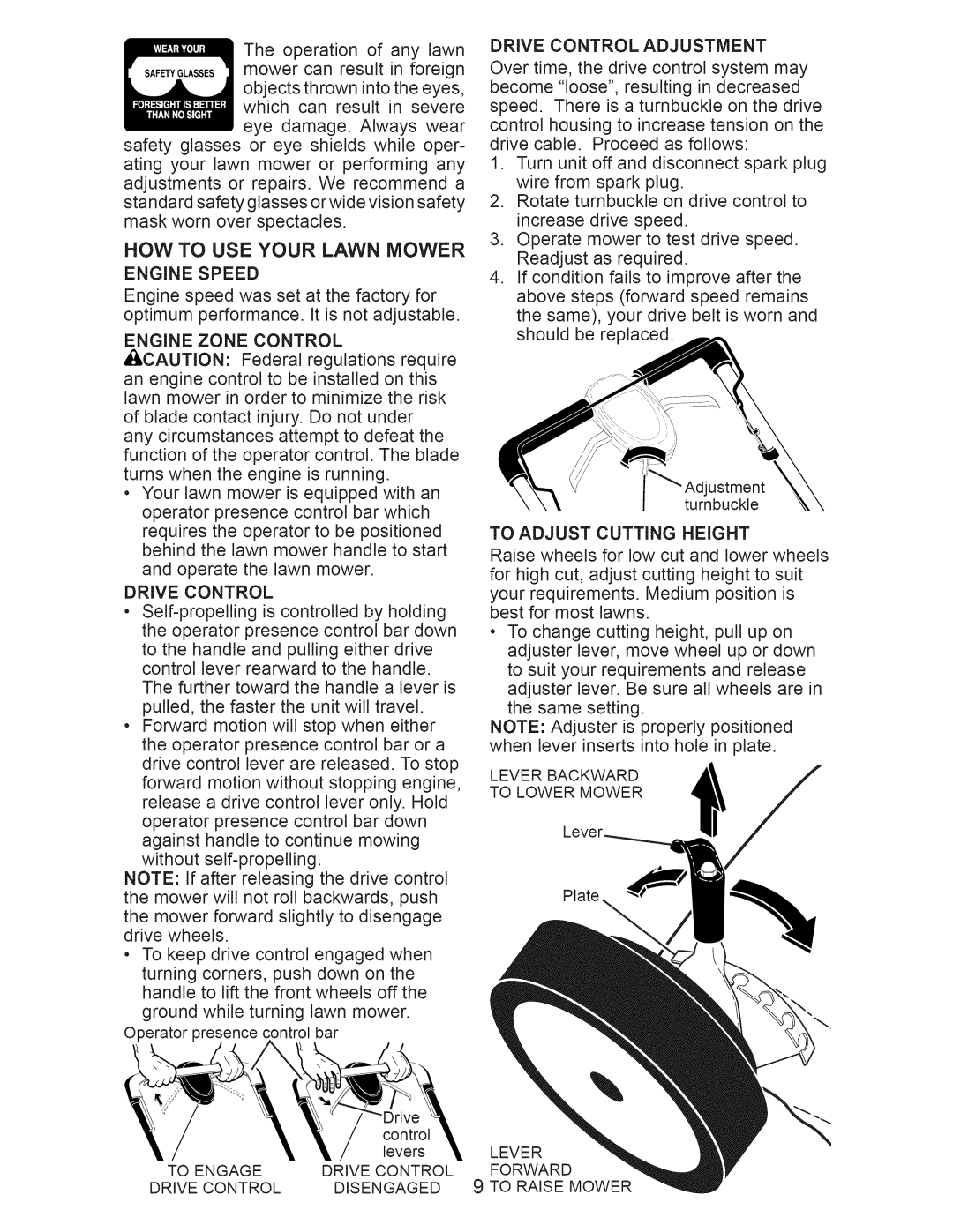 Craftsman 917.374061 owner manual HOW to USE Your Lawn Mower 