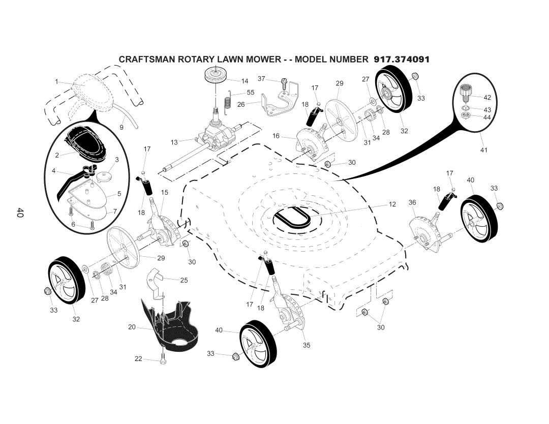 Craftsman 917.374091 owner manual Craftsman Rotary Lawn Mower - Model Number 