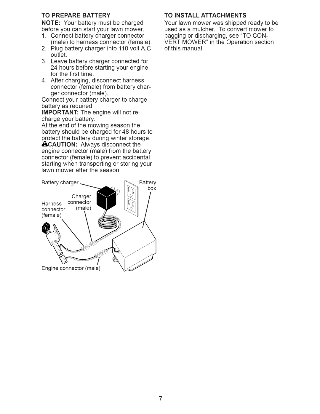 Craftsman 917.374110 owner manual To Prepare Battery, To Install Attachments 