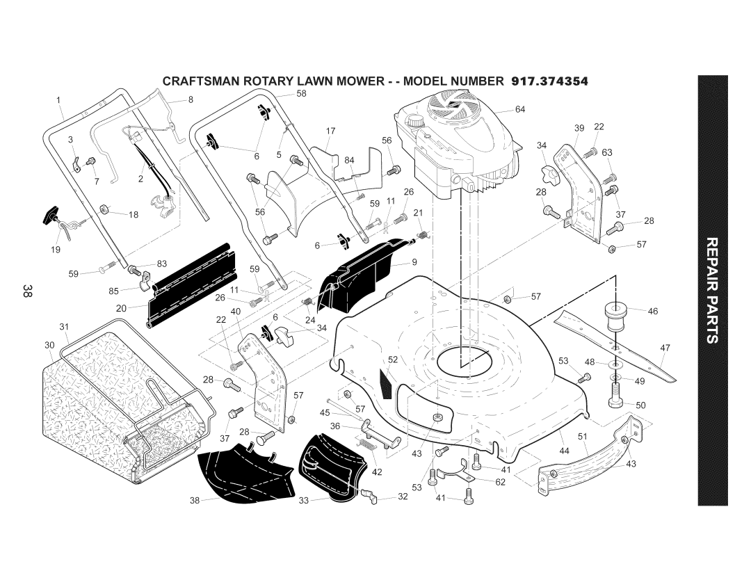 Craftsman 917.374354 owner manual Craftsman Rotary Lawn Mower - Model Number 