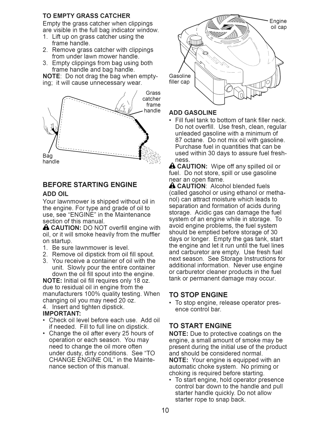 Craftsman 917.374355 manual Before Starting Engine 