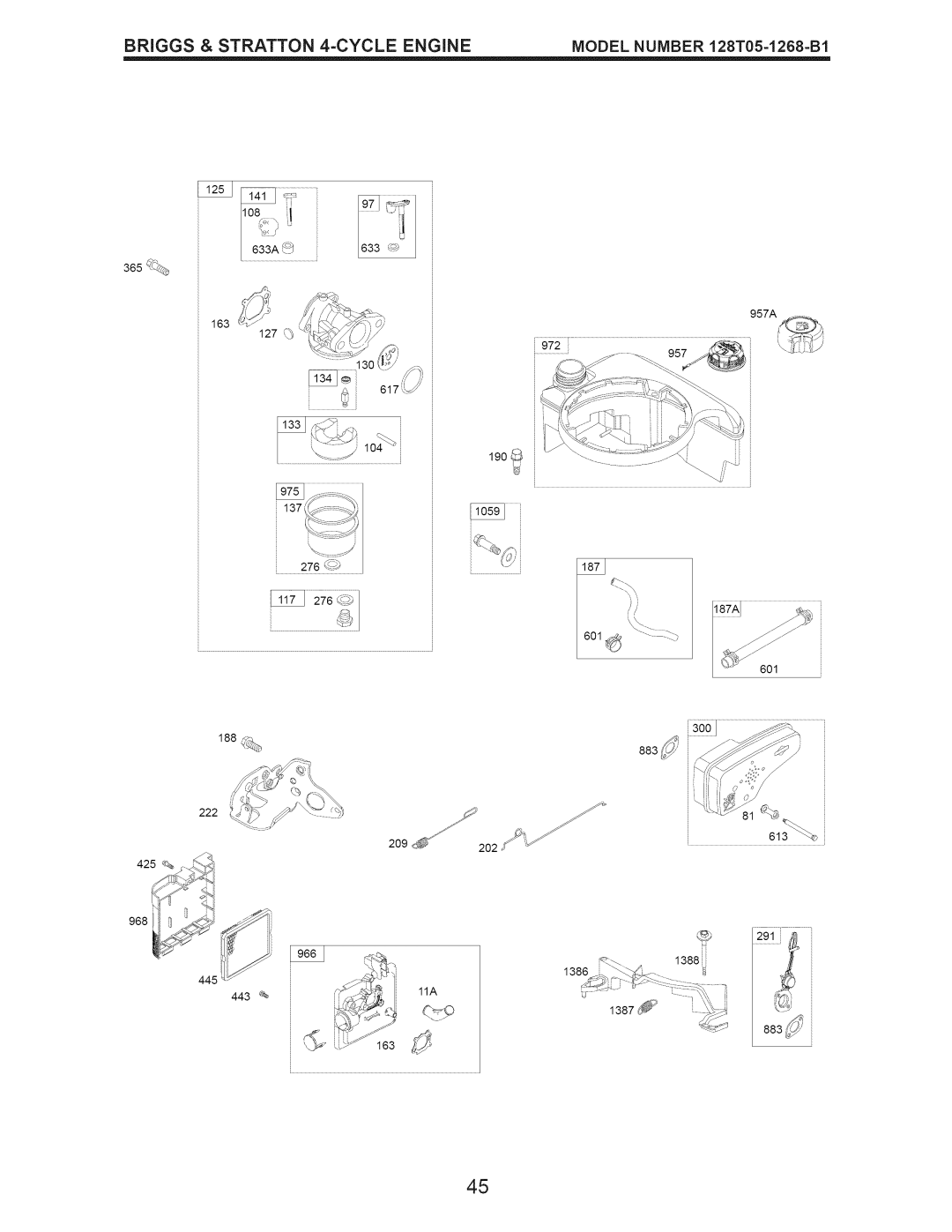 Craftsman 917.374360 owner manual Model Number 128T05-1268=B1 