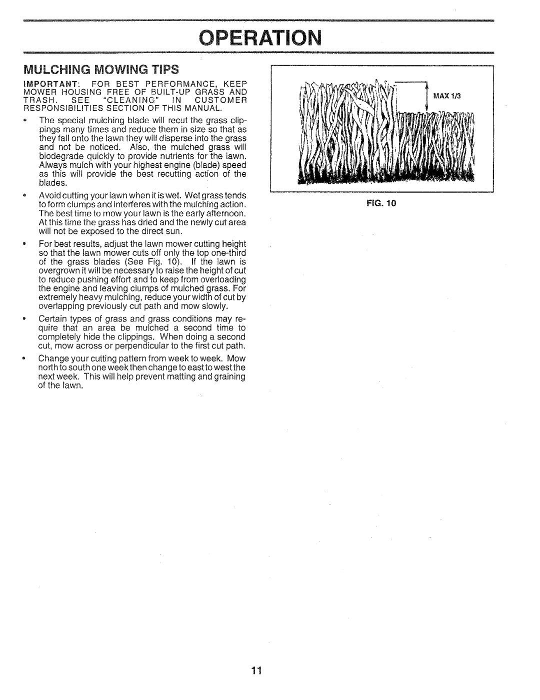 Craftsman 917.37459 owner manual Mulching Mowing Tips 