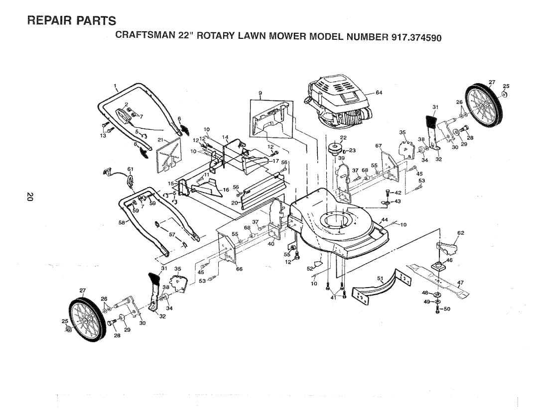 Craftsman 917.37459 owner manual Repair Parts 