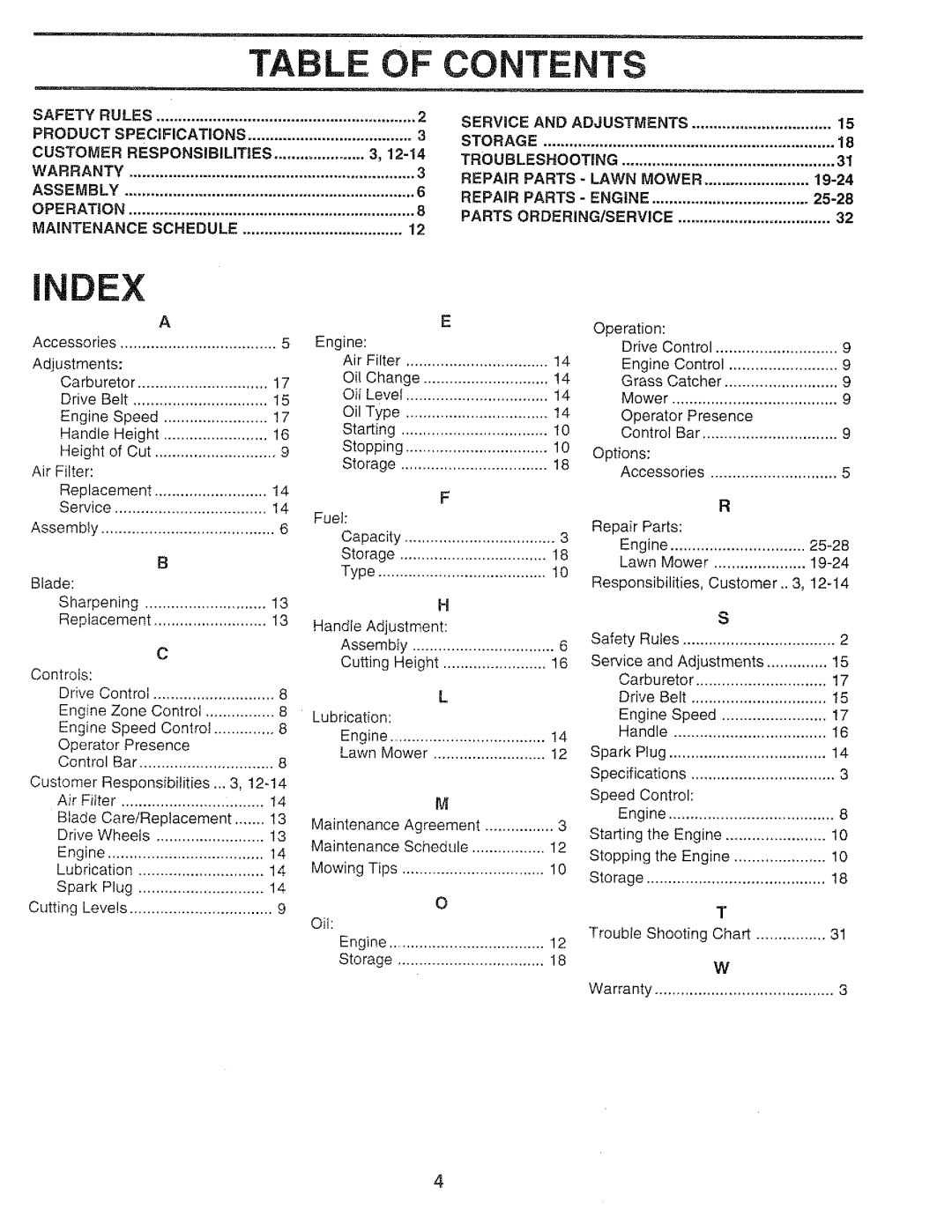 Craftsman 917.37459 owner manual Contents 