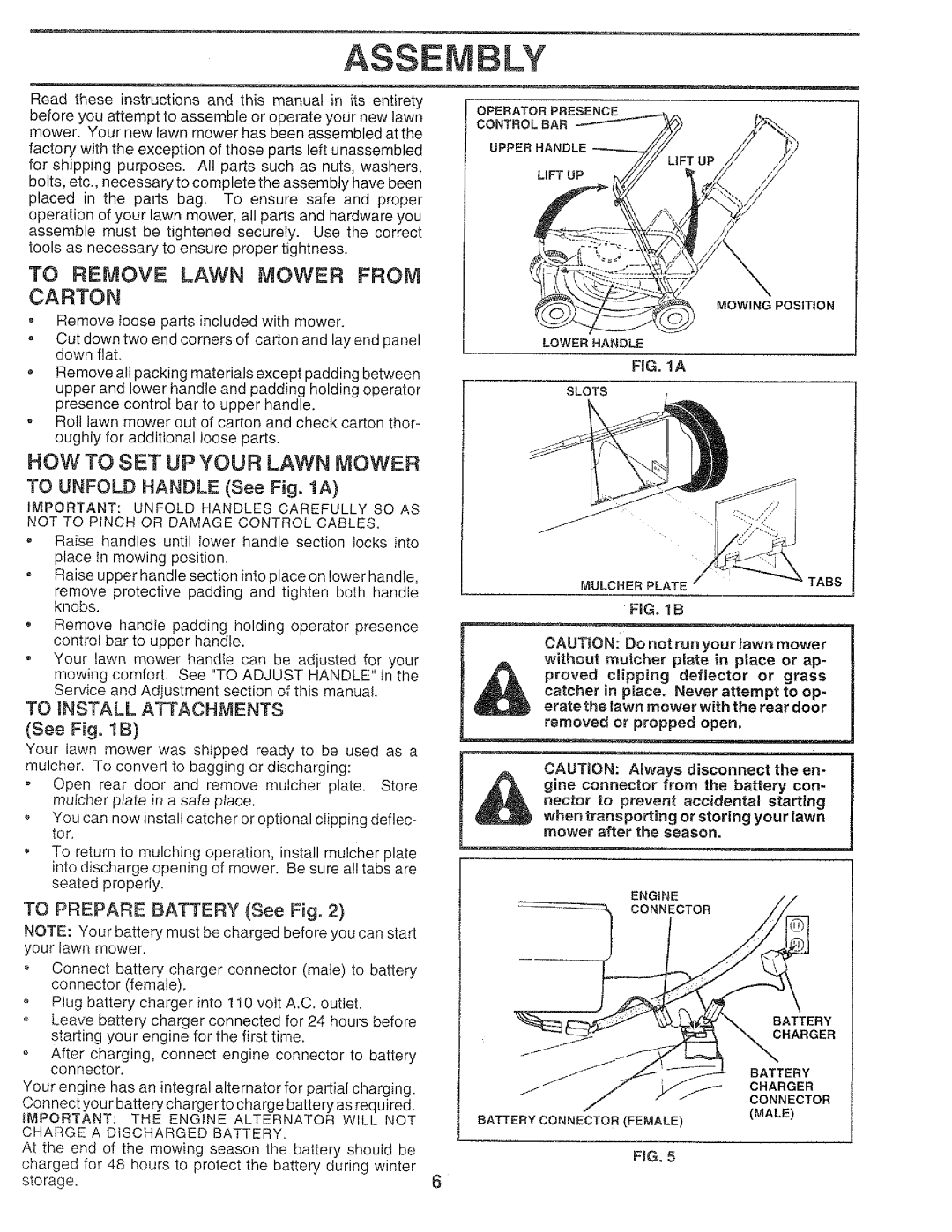 Craftsman 917.37459 owner manual Assembly, To Remove Lawn Mower from Carton, HOW to SET UP Your Lawn Mower 