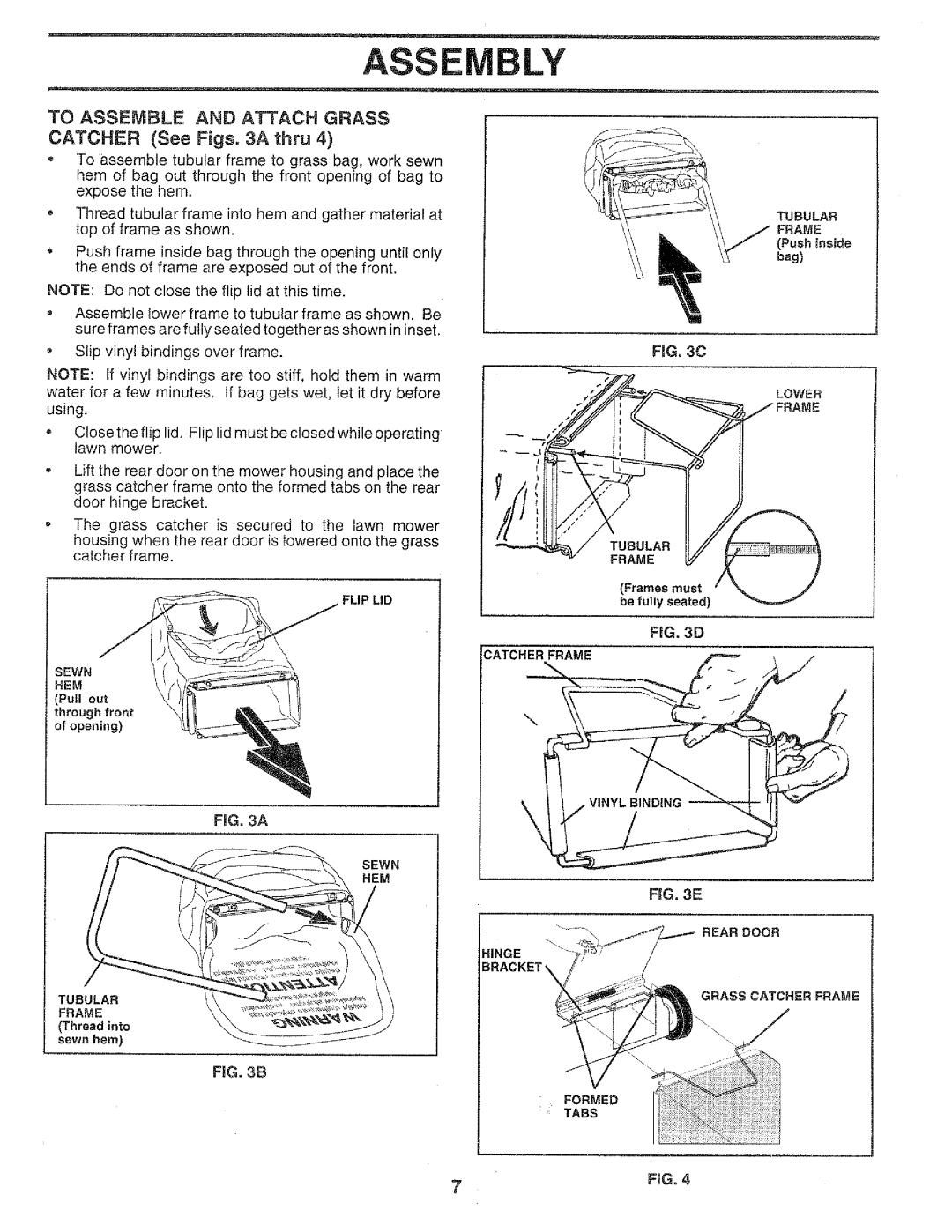 Craftsman 917.37459 owner manual Assembly, To Assemble and Attach Grass 