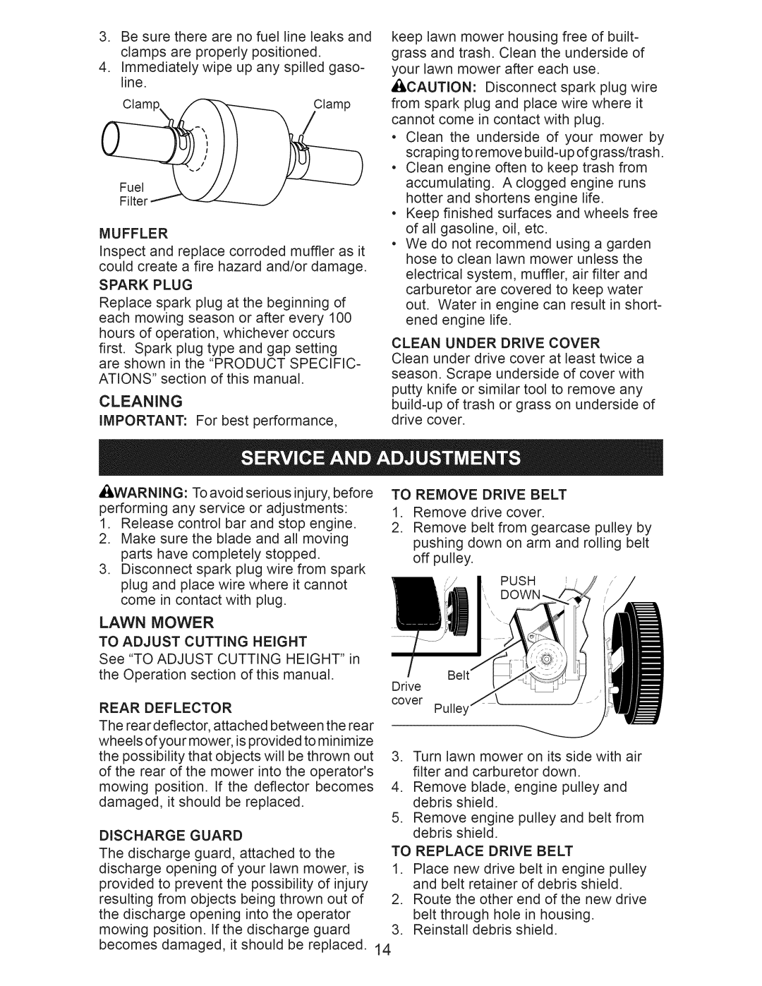 Craftsman 917.375010 owner manual Cleaning, Muffler 