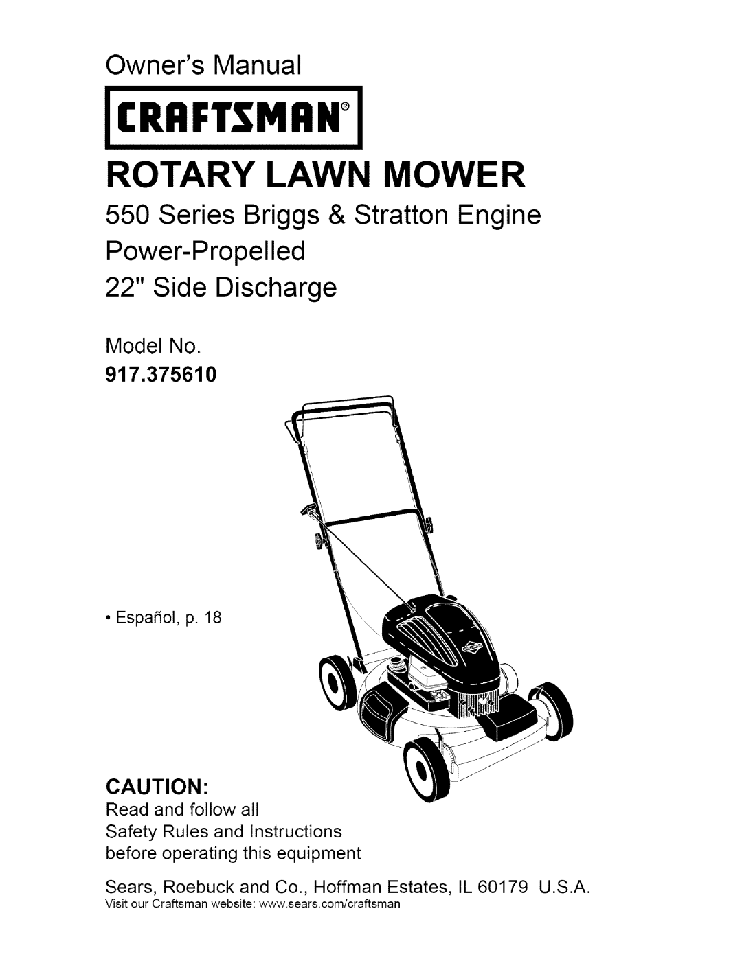 Craftsman 917.37561 owner manual Crrftsmrn 