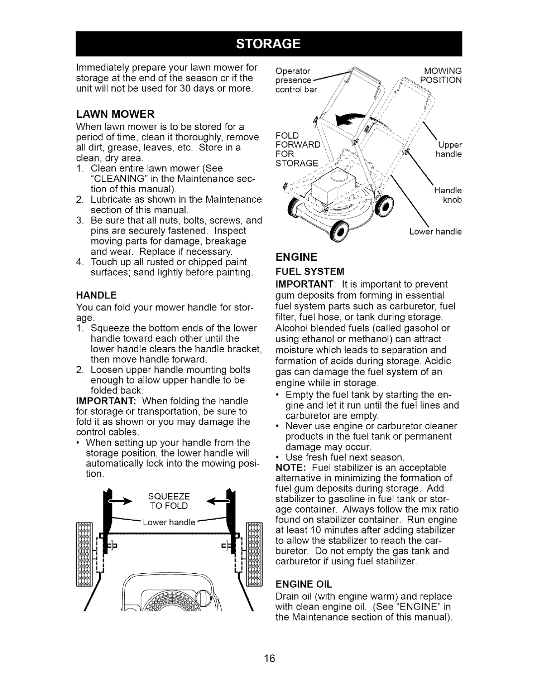 Craftsman 917.37561 owner manual Engine, Lawn Mower, Handle, Fuel System 