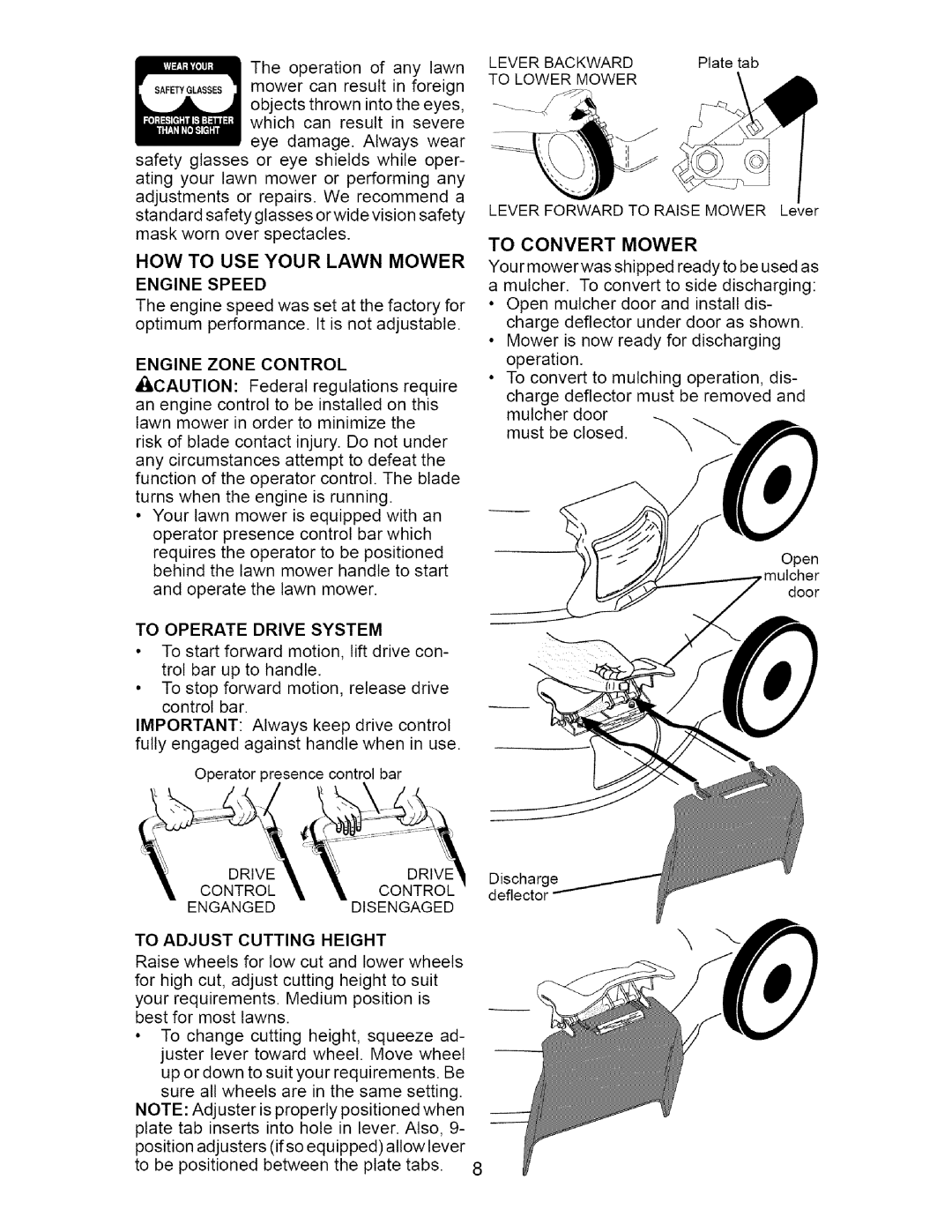 Craftsman 917.37561 owner manual HOW to USE Your Lawn Mower, To Adjust Cutting Height 