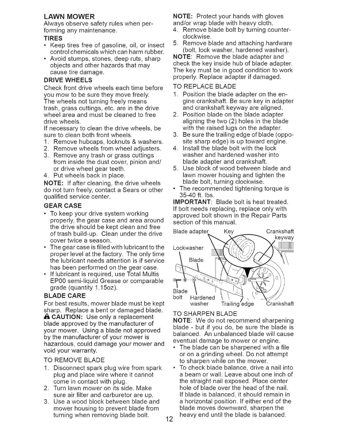 Craftsman 917.375611 manual Lawn Mower 