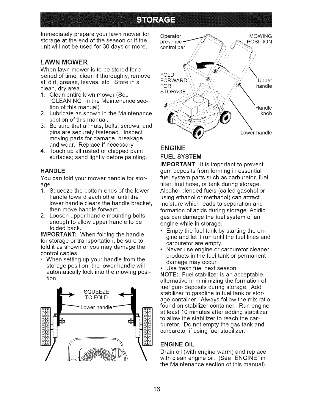 Craftsman 917.375611 manual Fuel System, Engine OIL, Handle, Squeeze To Fold 