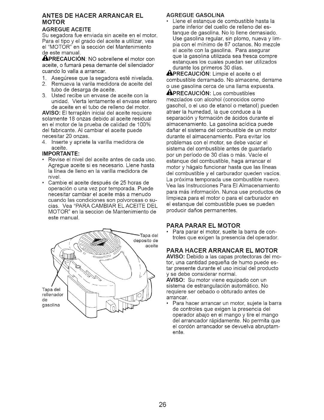 Craftsman 917.375631 owner manual Motor 