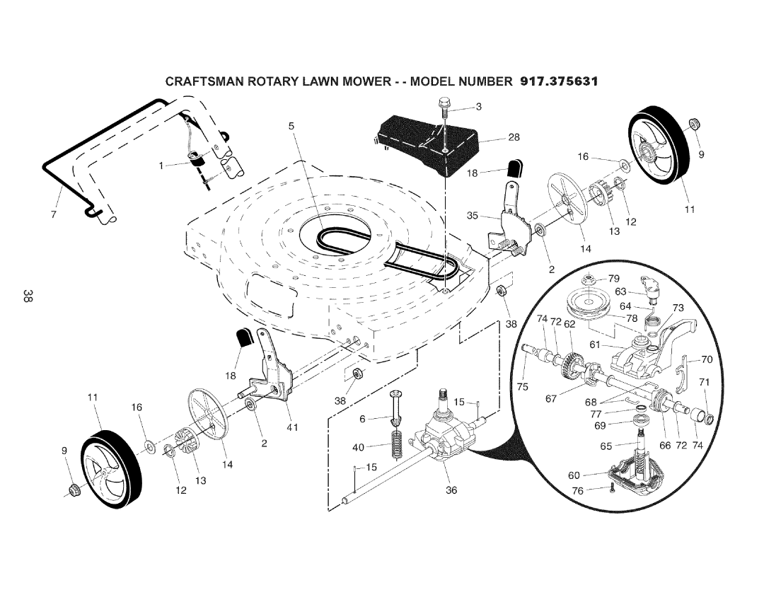 Craftsman 917.375631 owner manual Craftsman Rotary Lawn Mower - Model Number 