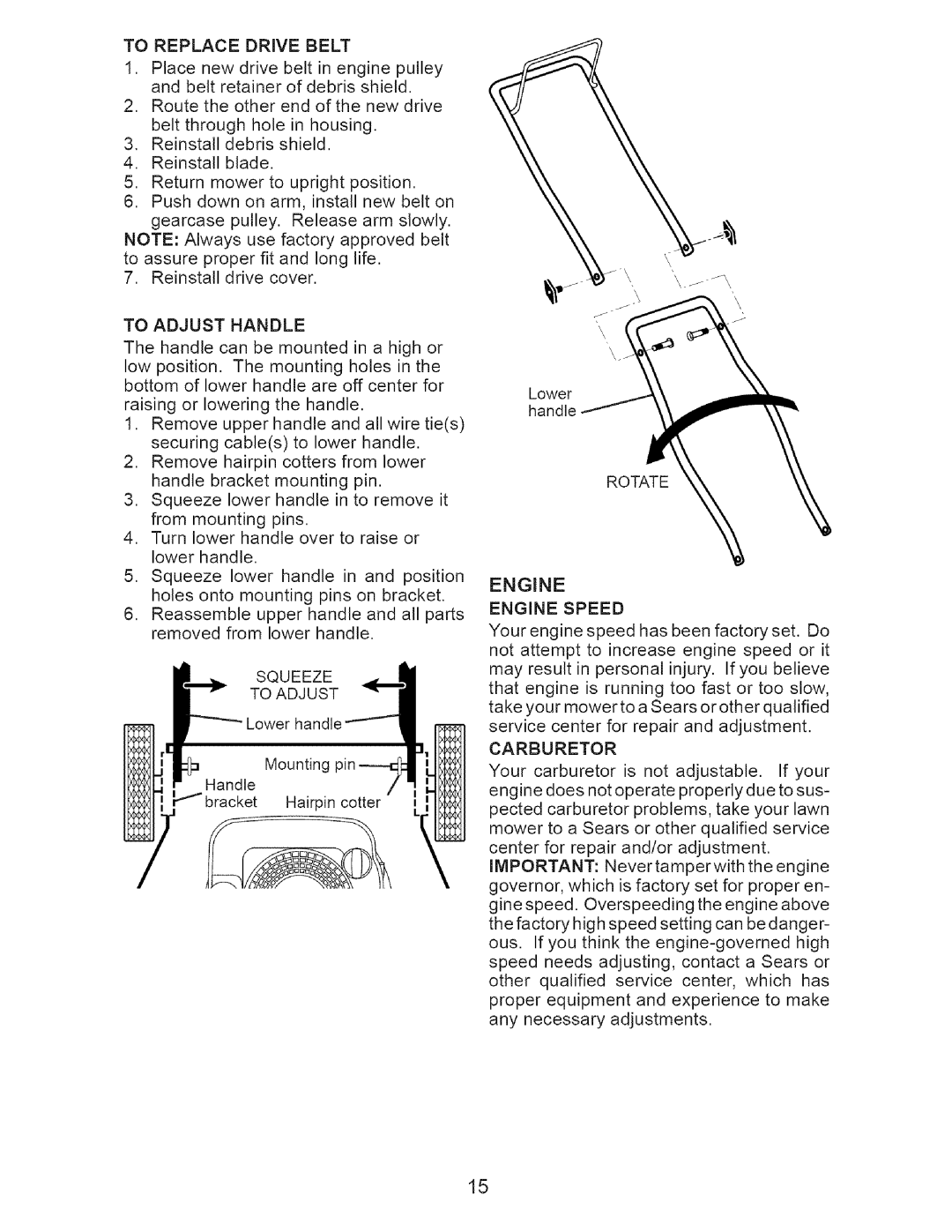 Craftsman 917.375631 owner manual To Replace Drive Belt 