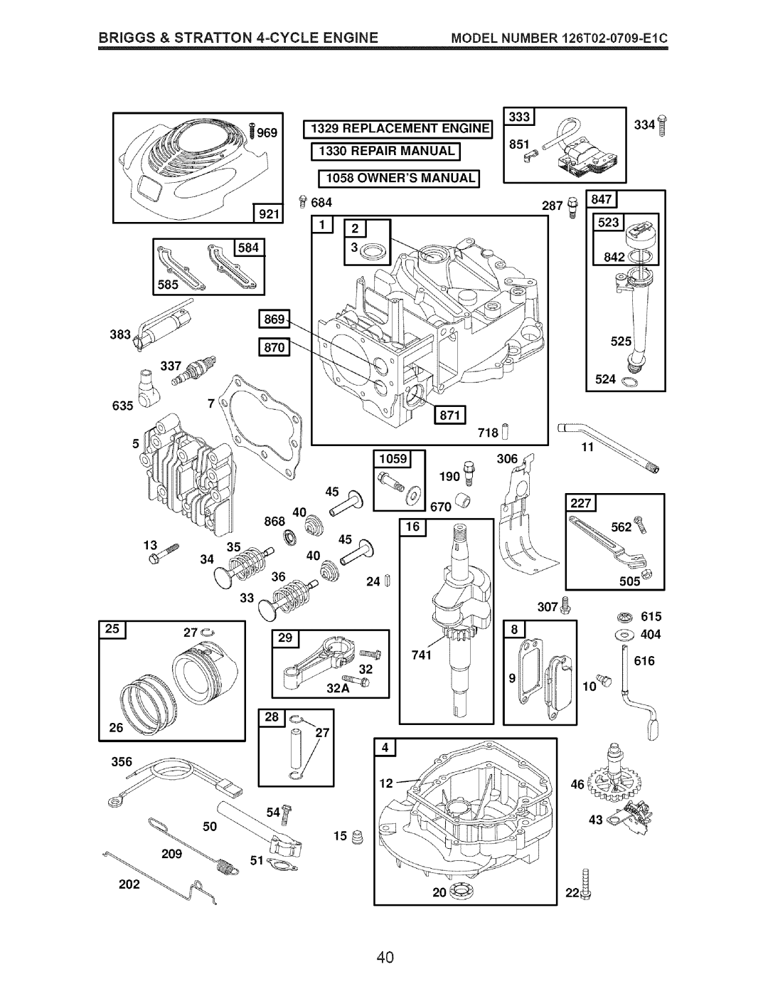 Craftsman 917.375632 manual Briggs & Stratton 4=CYCLE Engine, Replacement Engine, Repair Manualj 