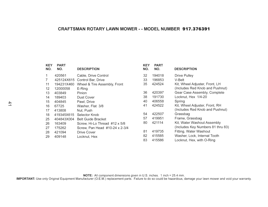 Craftsman 917.376391 owner manual KEY Part, Locknut Hex, with Ring 